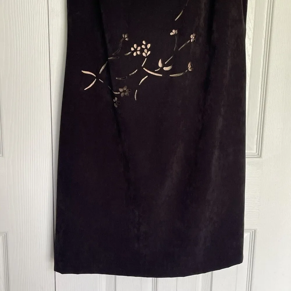 Vintage 90's Vision Apparel Black Dress Womens Size 8 Faux Suede Sleeveless - Picture 15 of 16